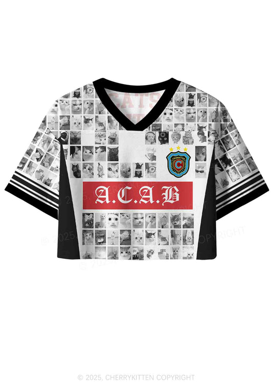 Custom ACAB Cats Y2K Crop Sport Jersey Shirts Cherrykitten