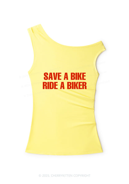 Save Bike Ride Biker Y2K Off Shoulder Tank Top Cherrykitten