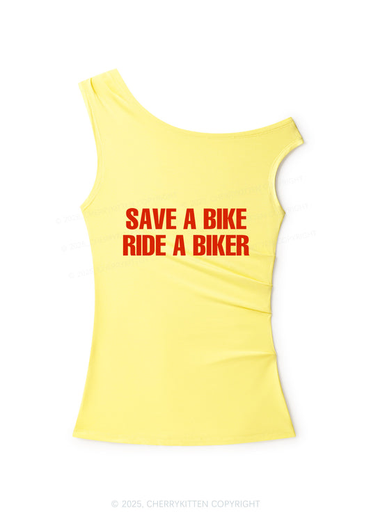 Save Bike Ride Biker Y2K Off Shoulder Tank Top Cherrykitten