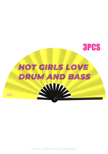 Hot Girls Love DnB Y2K Rave Hand Fan Cherrykitten