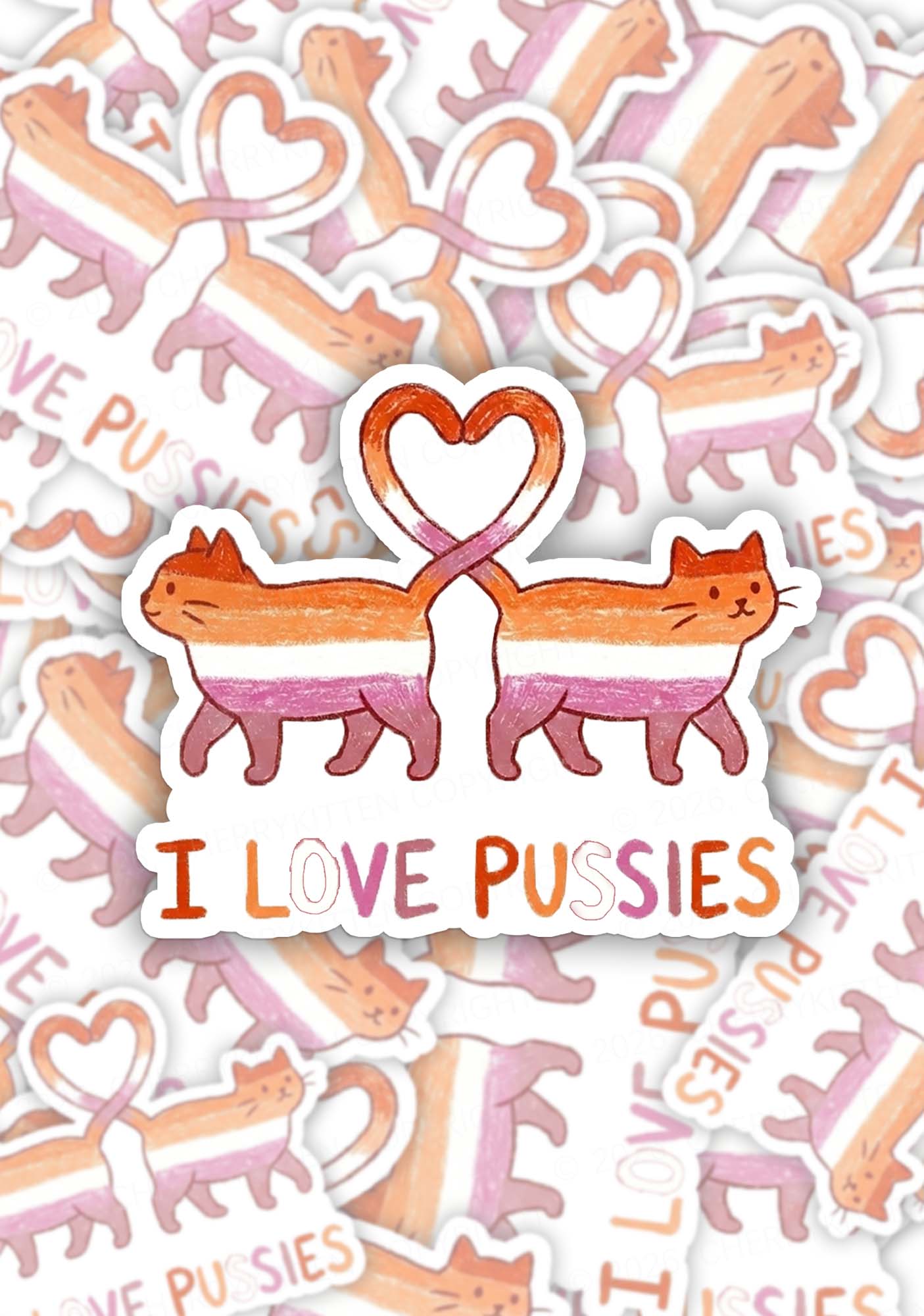 I Love Puxxies Pride 1pc Y2K Sticker Cherrykitten