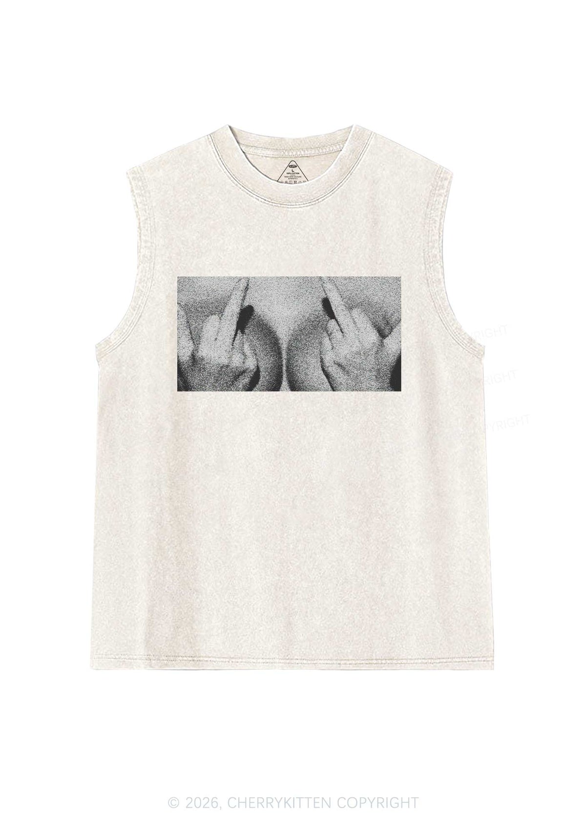 Middle Finger Bxxbs Y2K Washed Muscle Tank Cherrykitten