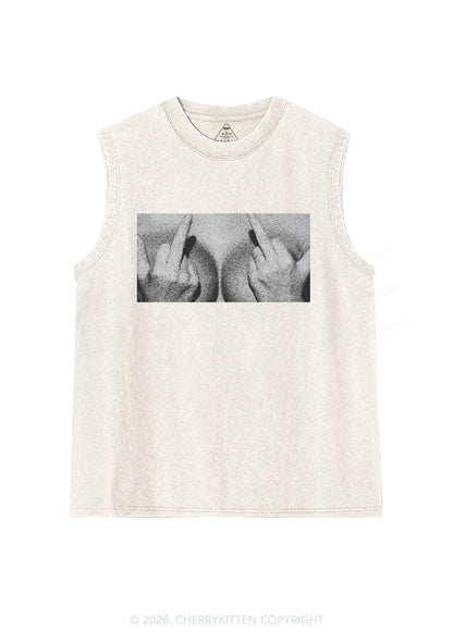 Middle Finger Bxxbs Y2K Washed Muscle Tank Cherrykitten