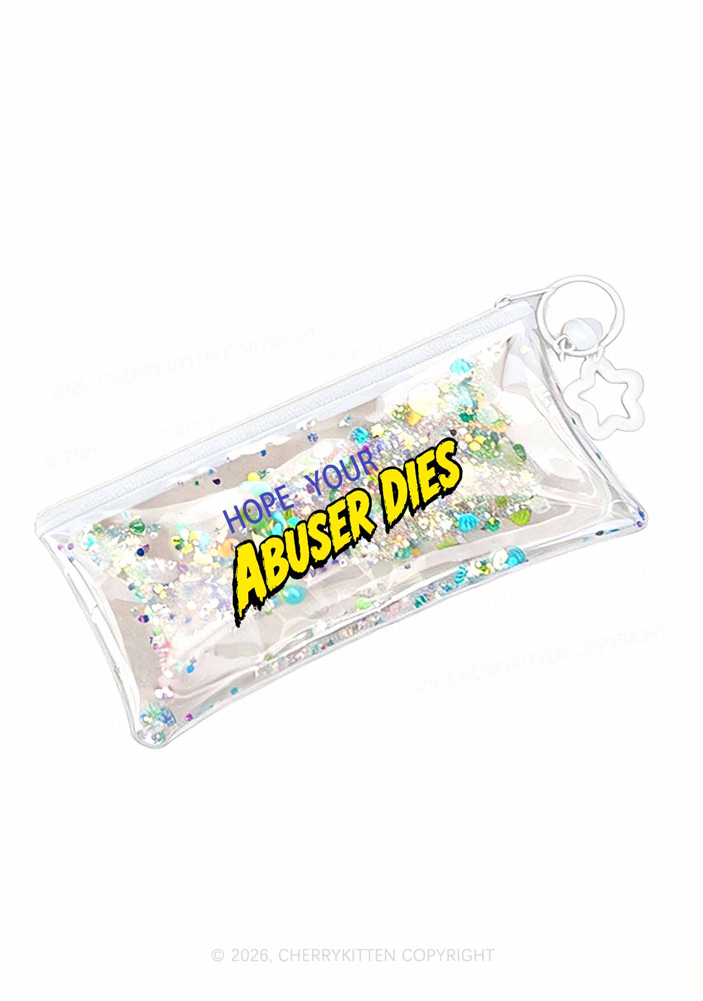 Hope Your Abuser Dies Y2K Quicksand Transparent Pencil Pouch Cherrykitten