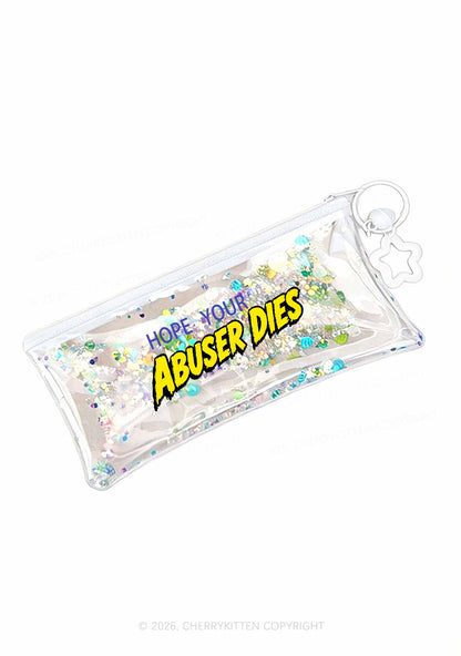 Hope Your Abuser Dies Y2K Quicksand Transparent Pencil Pouch Cherrykitten
