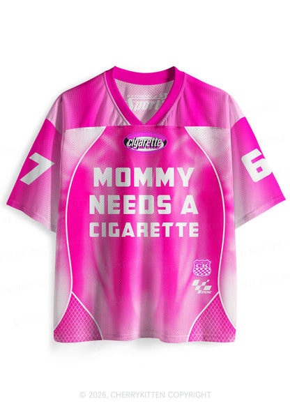 Pink Mommy Needs A Cigarette Y2K Sport Jersey Shirts Cherrykitten
