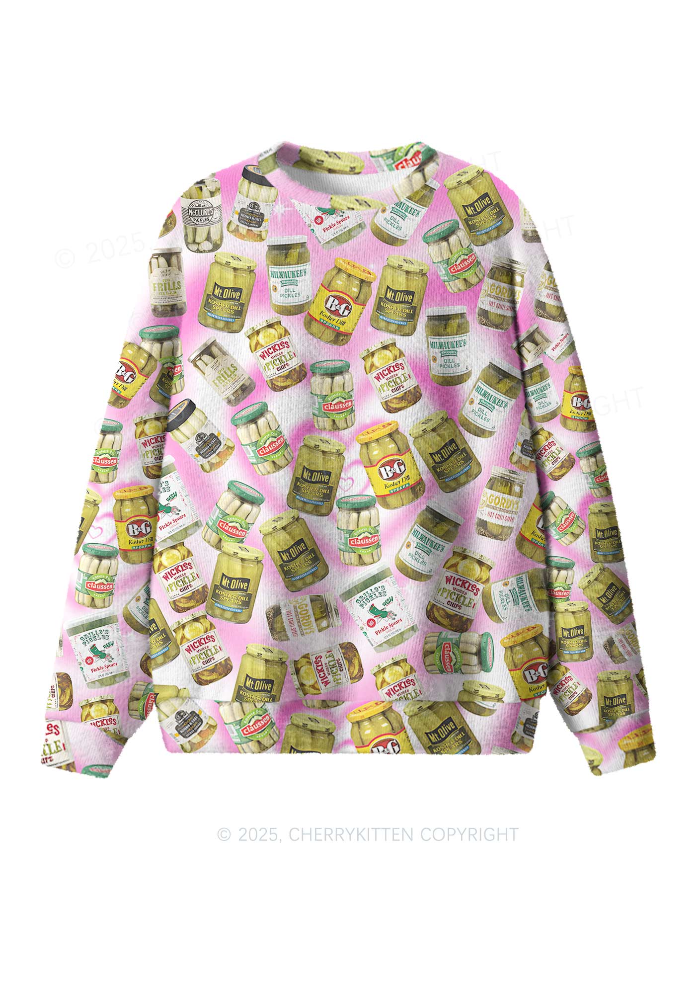 Yellow Canned Pickles Y2K Christmas Knit Sweatshirt Cherrykitten