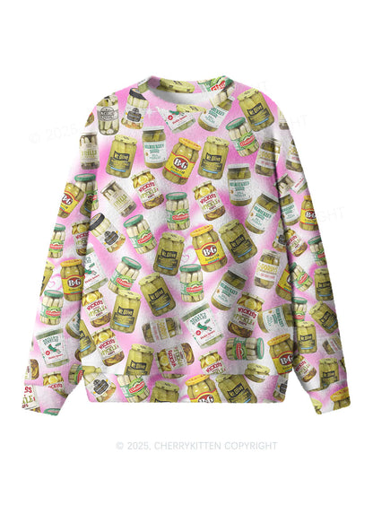 Yellow Canned Pickles Y2K Christmas Knit Sweatshirt Cherrykitten