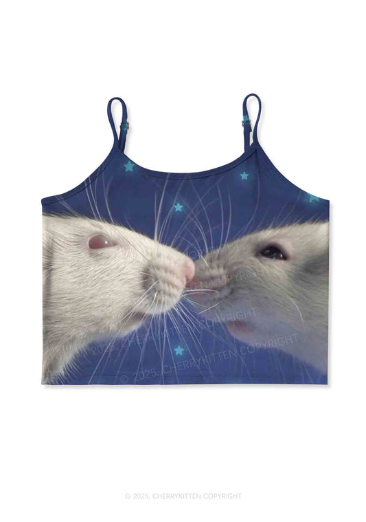 Kissing Rats Y2K Print Cami Crop Top Cherrykitten