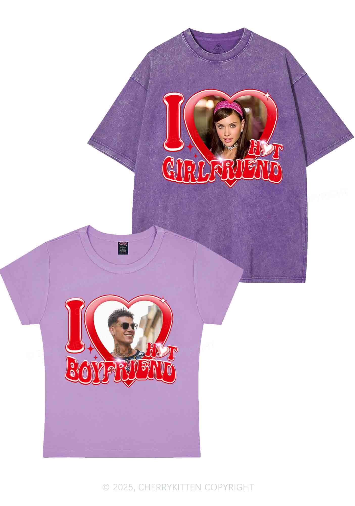 Custom I Love My Hot GF BF Y2K Valentine's Day Couple Shirt Cherrykitten
