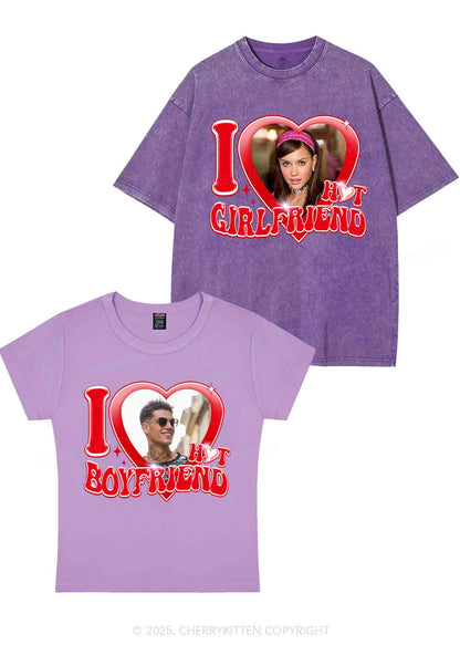 Custom I Love My Hot GF BF Y2K Valentine's Day Couple Shirt Cherrykitten