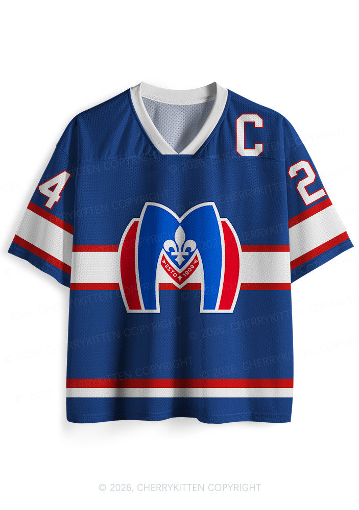 Blue Hockey HR Y2K Sport Jersey Shirts Cherrykitten