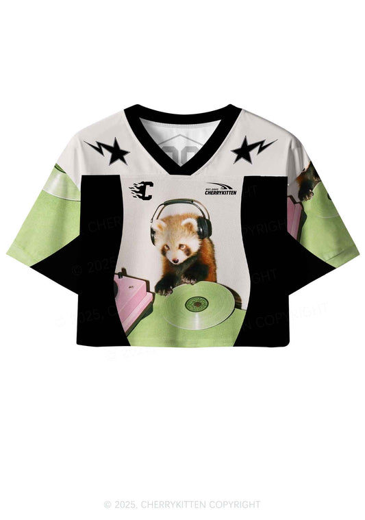 Custom Red Panda DJ Y2K Crop Sport Jersey Shirts Cherrykitten