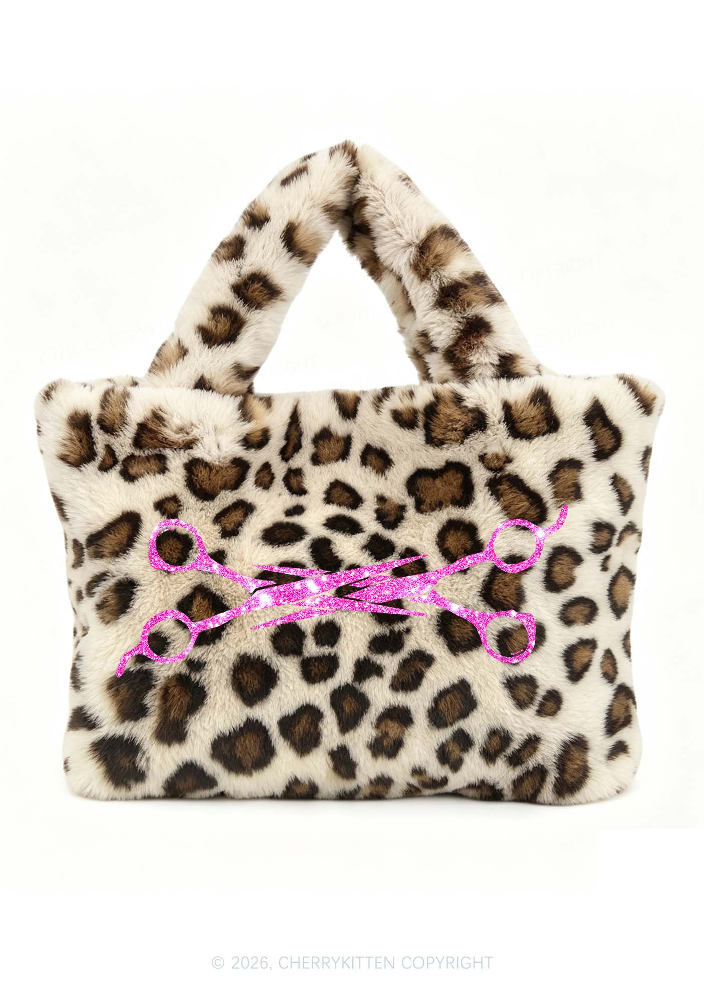 Glitter Scissors Y2K Plush Leopard Handbag Cherrykitten