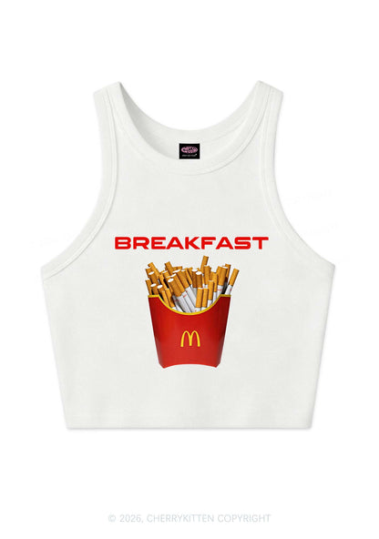 Breakfast Cigarette Y2K Crop Tank Top Cherrykitten