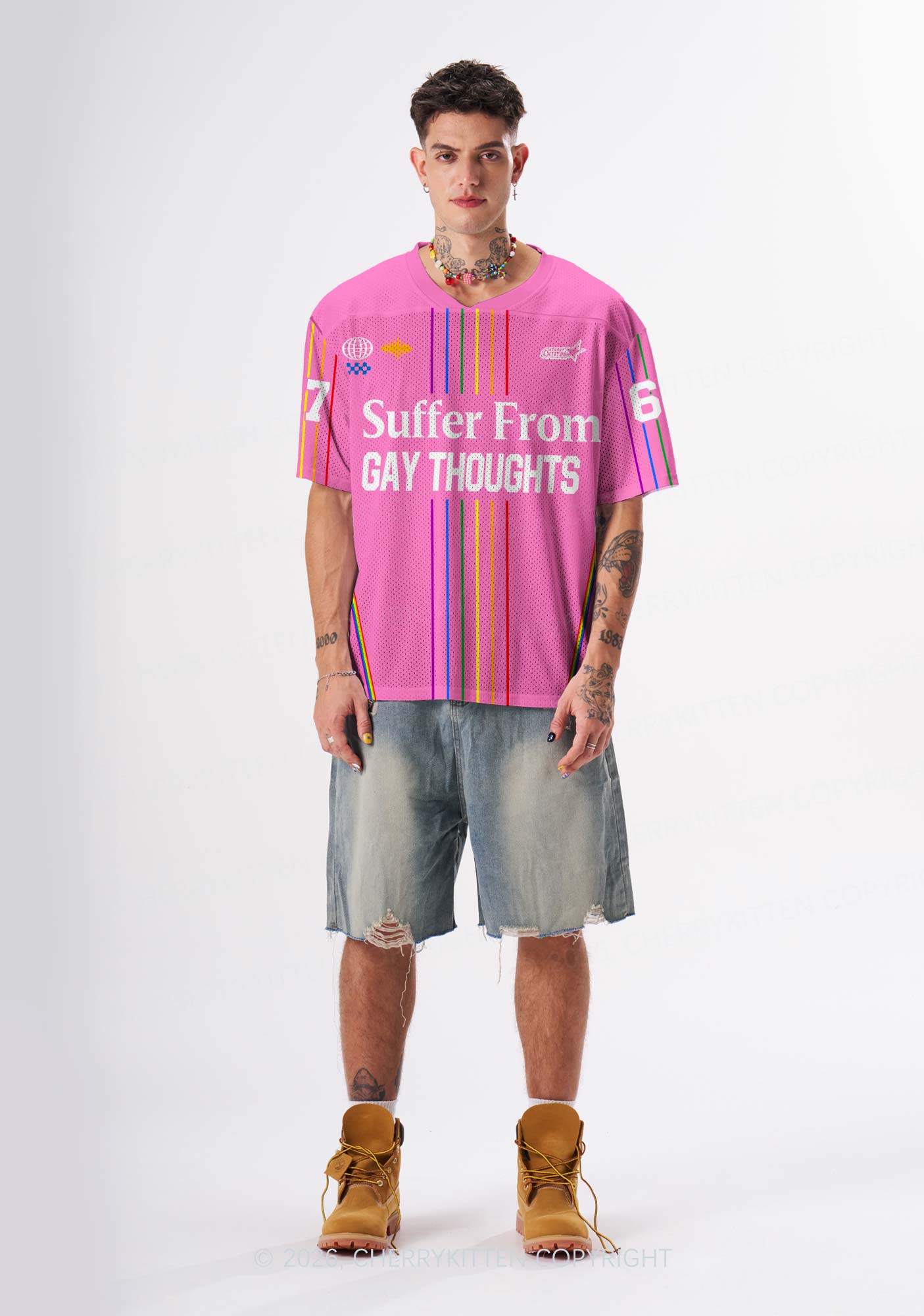 Pink I Suffer From Gay Thoughts Pride Y2K Sport Jersey Shirts Cherrykitten