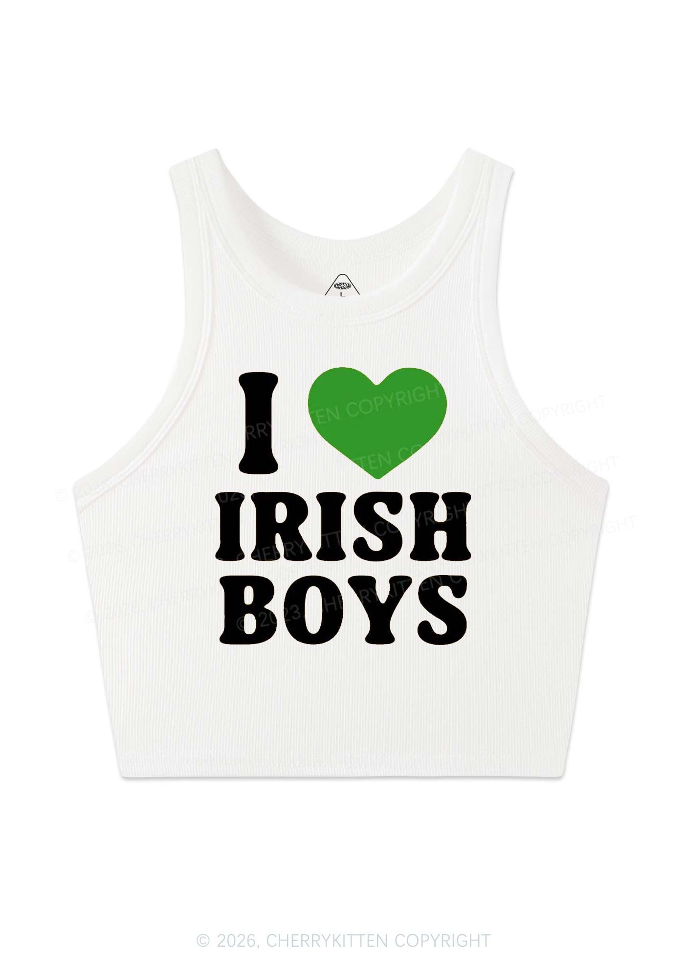 I Love Irish Boys St Patricks Y2K Crop Tank Top Cherrykitten