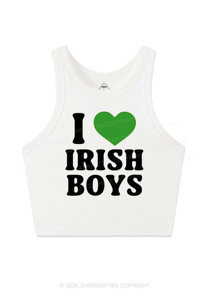 I Love Irish Boys St Patricks Y2K Crop Tank Top Cherrykitten
