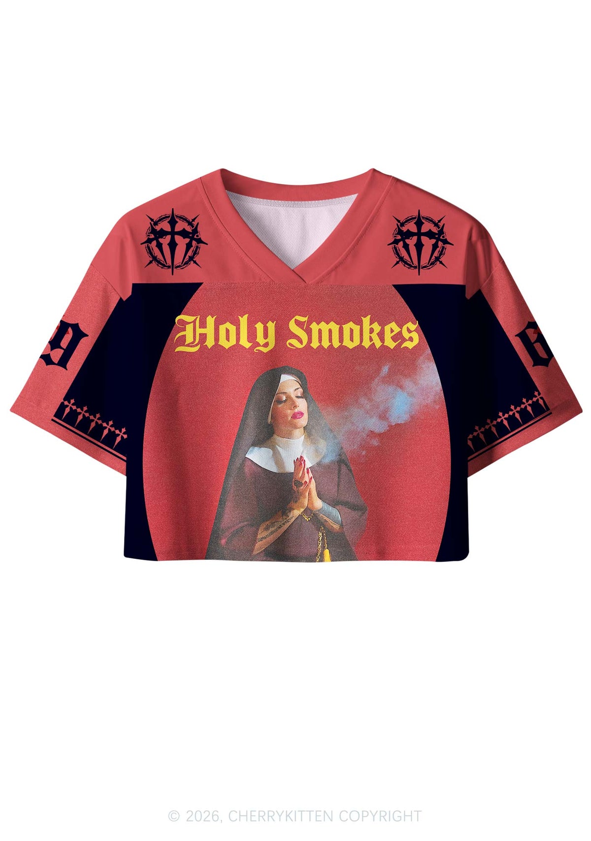 Holy Smokes Y2K Crop Sport Jersey Shirts Cherrykitten