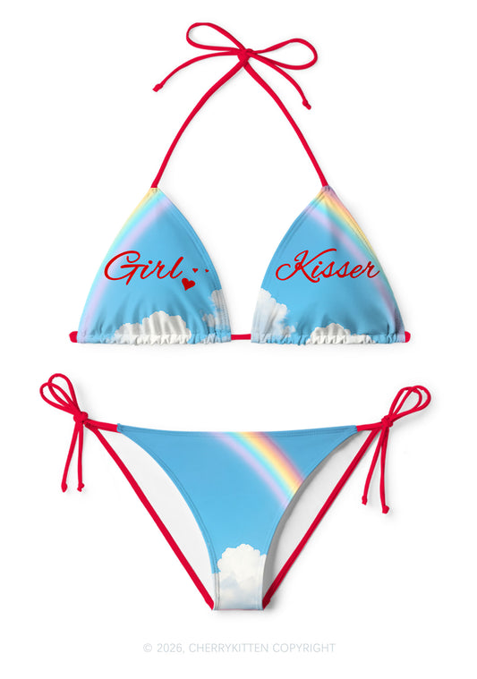 Girl Kisser Pride Y2K Print Bikini Set Cherrykitten