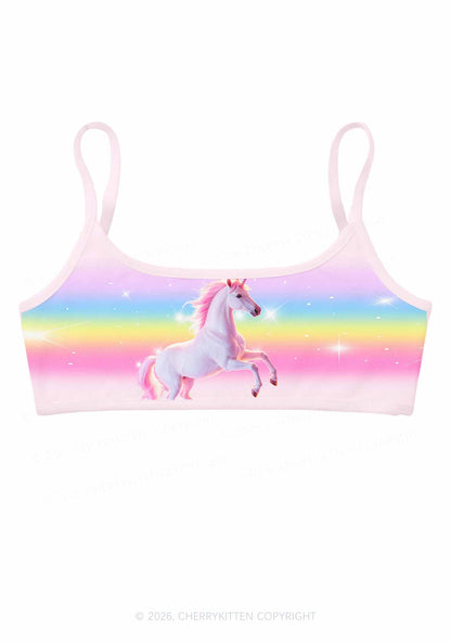 Rainbow Gradient Unicorn Y2K Print Super Crop Cami Cherrykitten