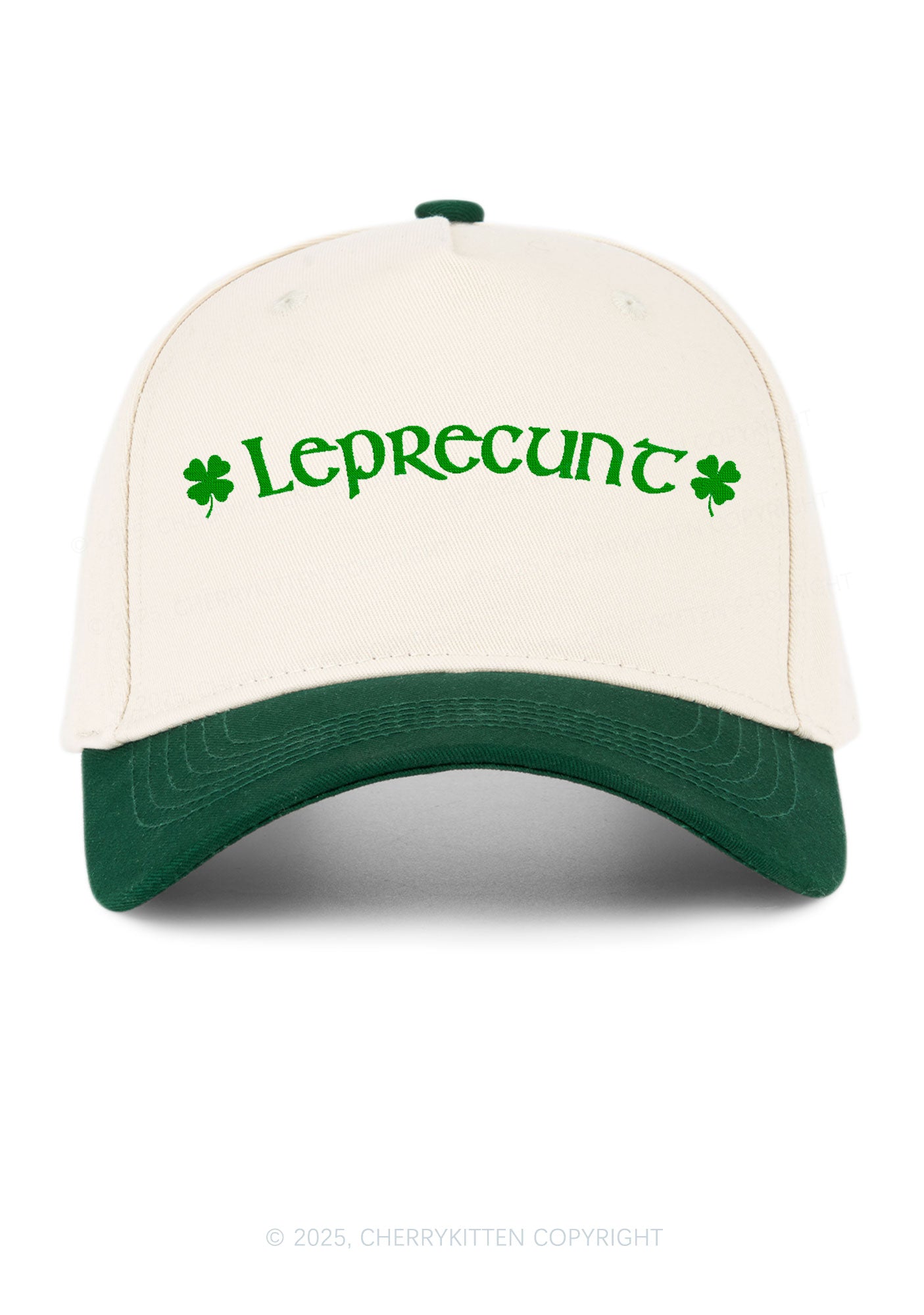 Embroidered Leprecunt St Patricks Y2K Color Block Baseball Cap Cherrykitten
