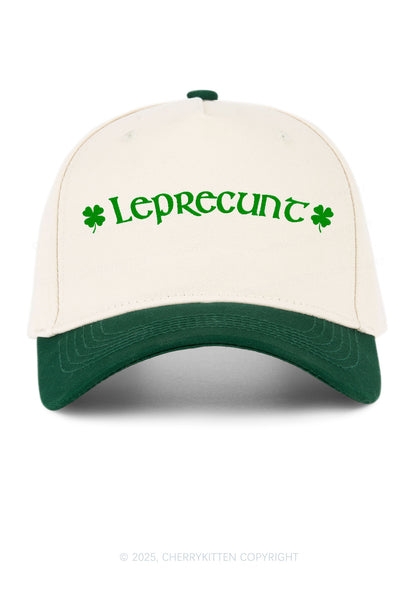 Embroidered Leprecunt St Patricks Y2K Color Block Baseball Cap Cherrykitten