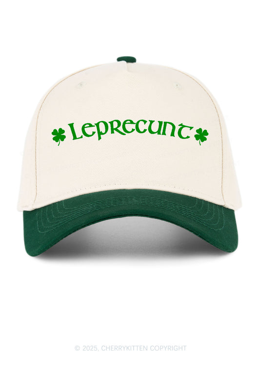 Embroidered Leprecunt St Patricks Y2K Color Block Baseball Cap Cherrykitten