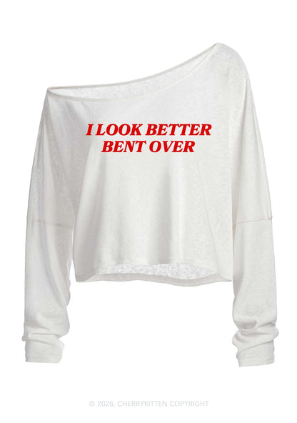 Look Better Bent Over Y2K Off Shoulder Long Sleeve Crop Top Cherrykitten