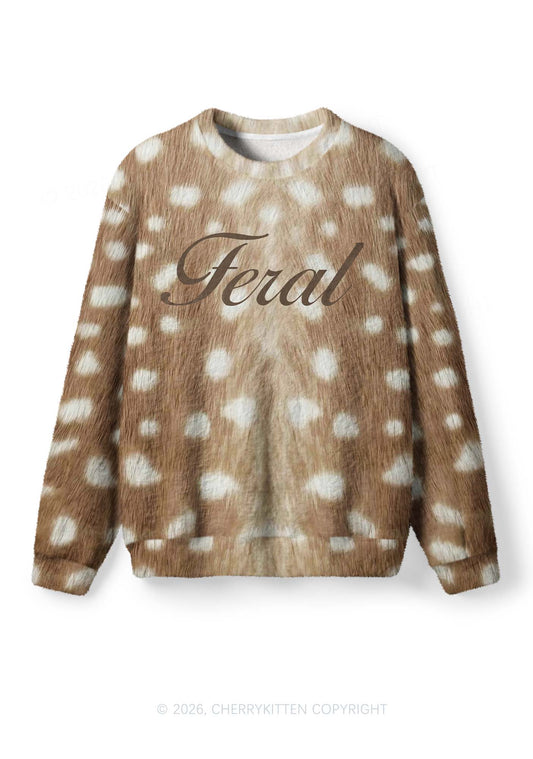 Feral Deer Dots Y2K Knit Sweatshirt Cherrykitten