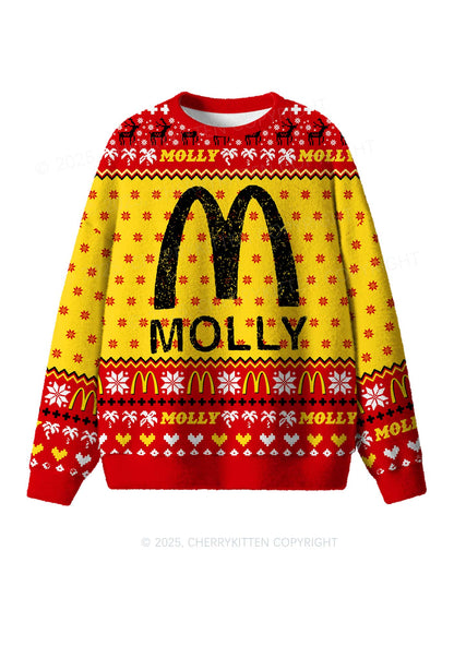 Red Molly Y2K Christmas Knit Sweatshirt Cherrykitten