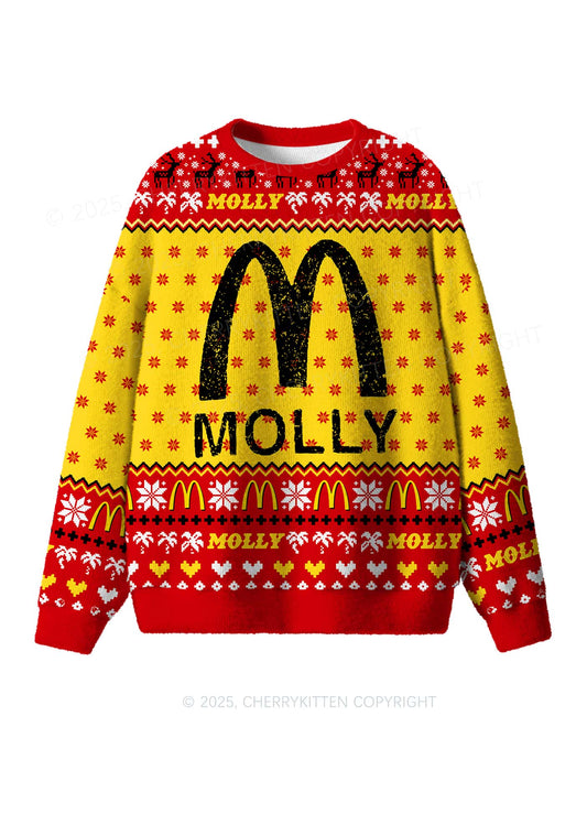 Red Molly Y2K Christmas Knit Sweatshirt Cherrykitten