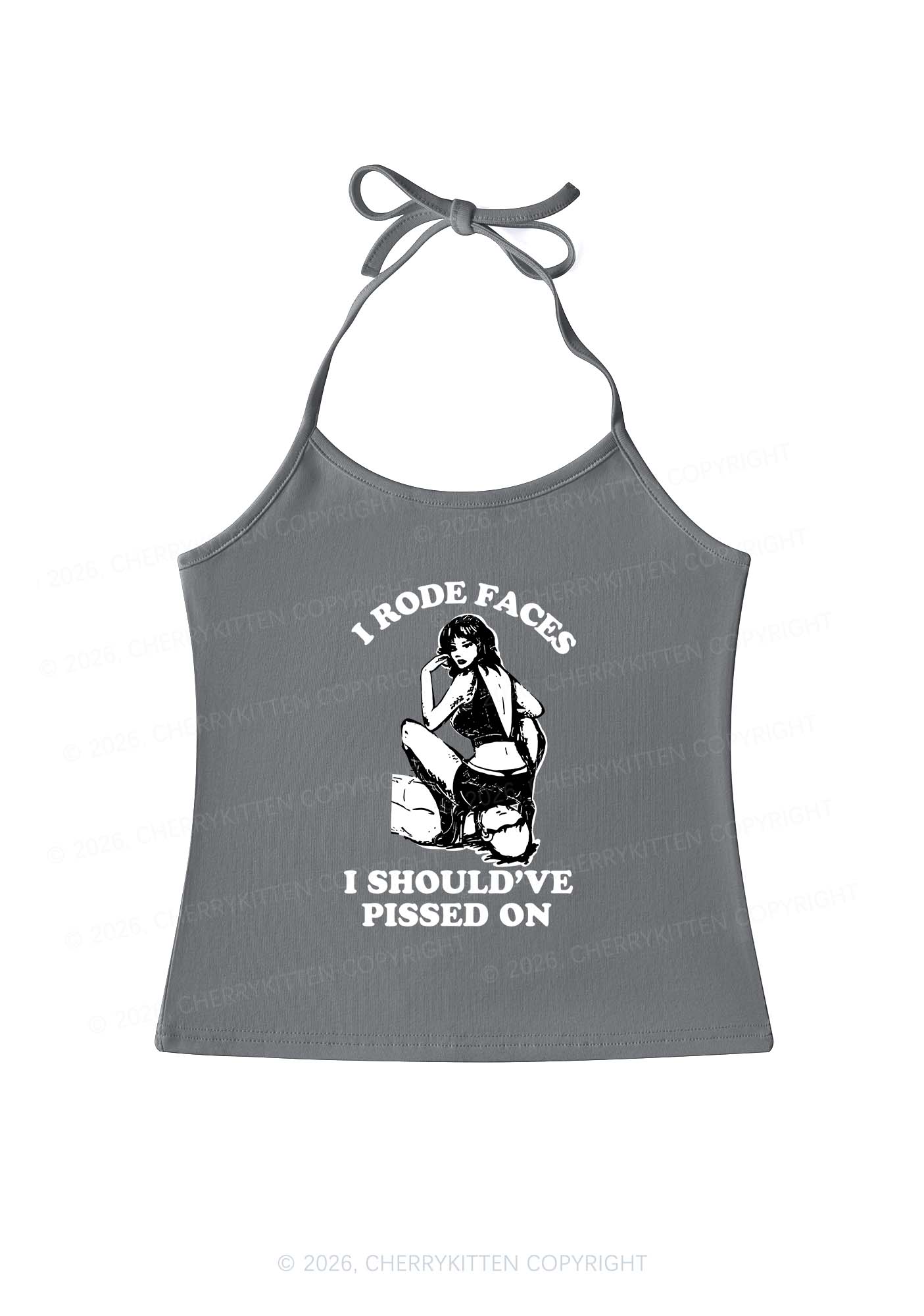 I Rode Faces Y2K Halter Neck Cami Cherrykitten
