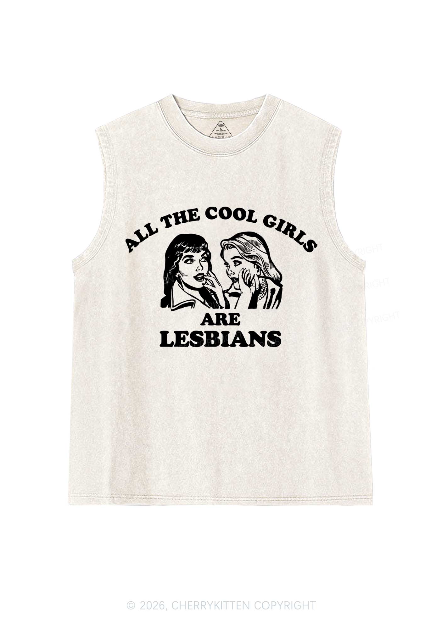 Cool Girls Lesbians Pride Y2K Washed Muscle Tank Cherrykitten