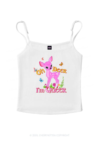 Oh Deer Im Queer Pride Y2K Spaghetti Strap Cami Cherrykitten