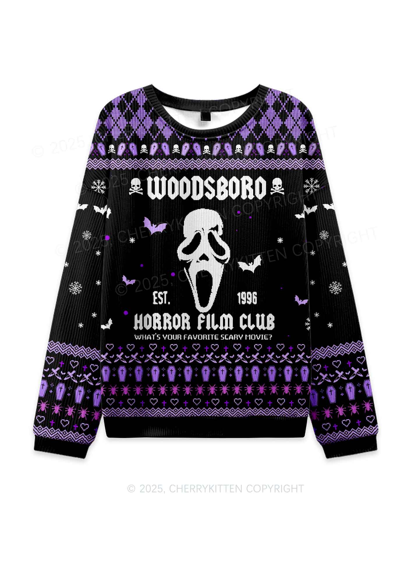 Halloween Horror Film Club Y2K Christmas Knit Sweatshirt Cherrykitten