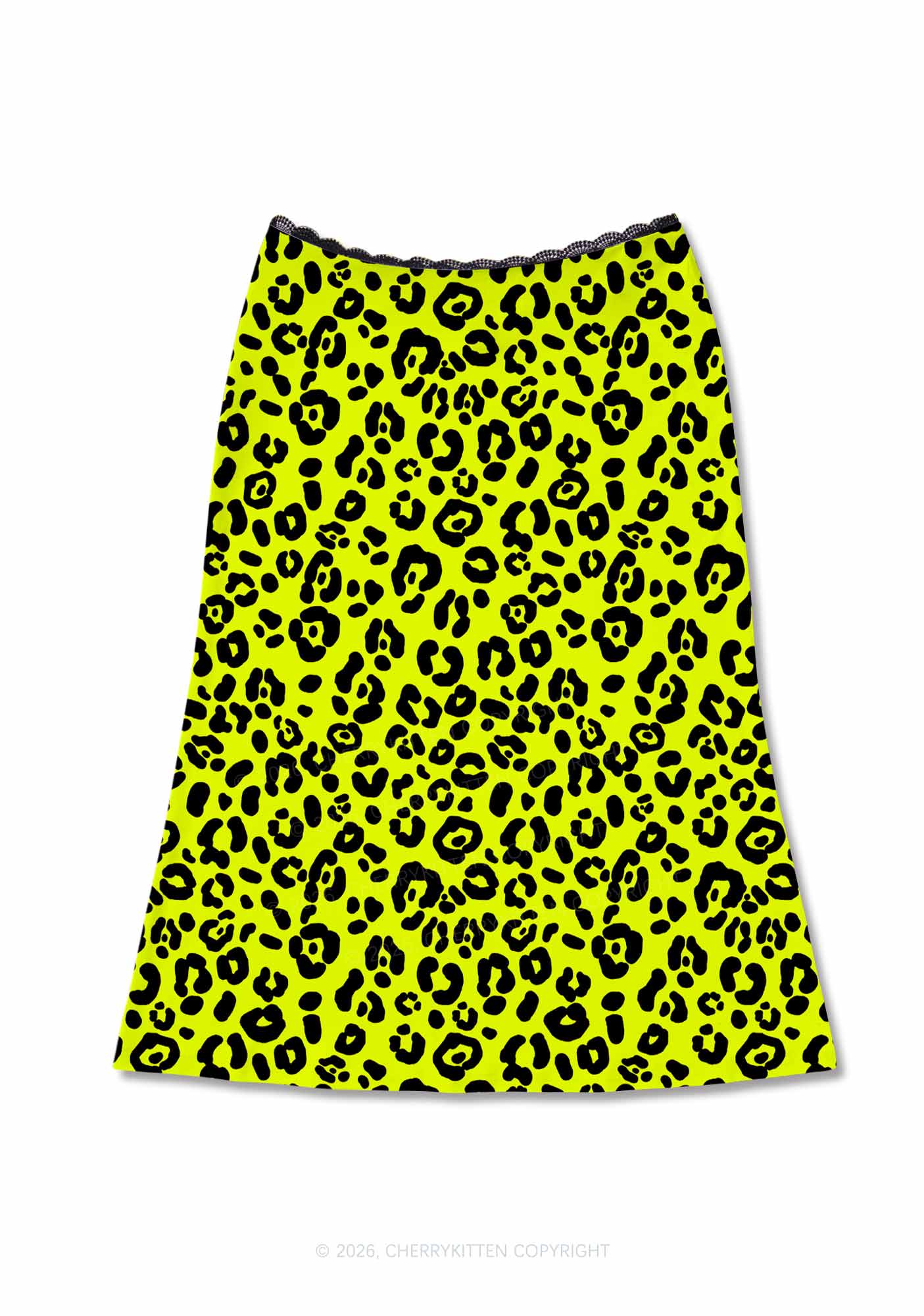 Neon Leopard Y2K Print Midi Skirt Cherrykitten