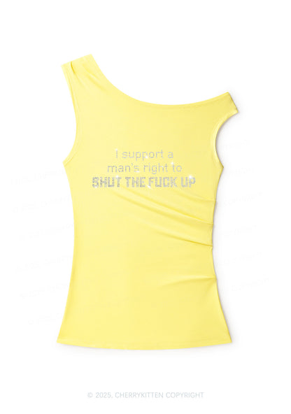 Rhinestone I Support A Mans Right Y2K Off Shoulder Tank Top Cherrykitten