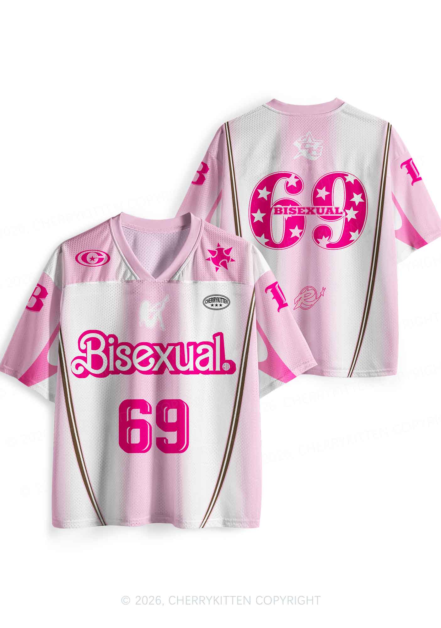 Pink Bisexual Pride Y2K Sport Jersey Shirts Cherrykitten