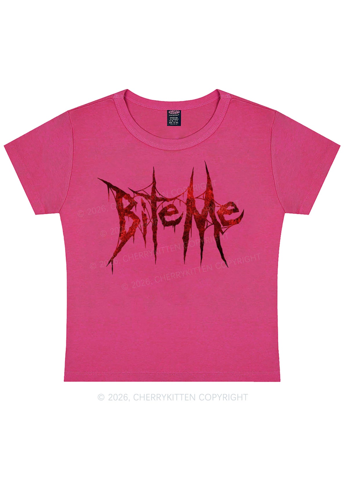 Halloween Bite Me Y2K Baby Tee Cherrykitten