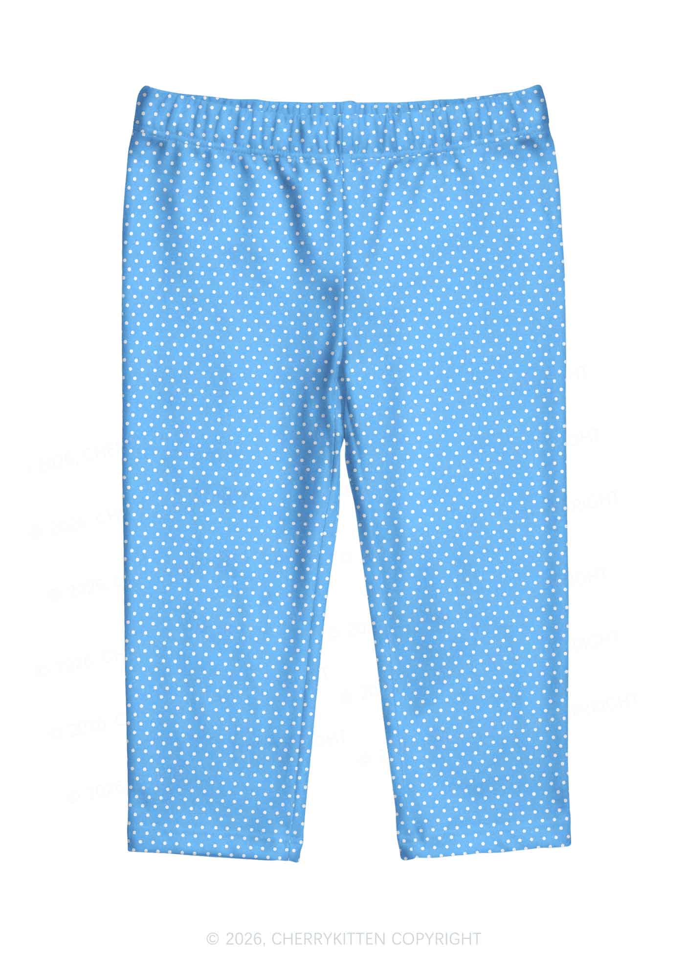 White Dots On Blue Y2K Print Capri Pants Cherrykitten