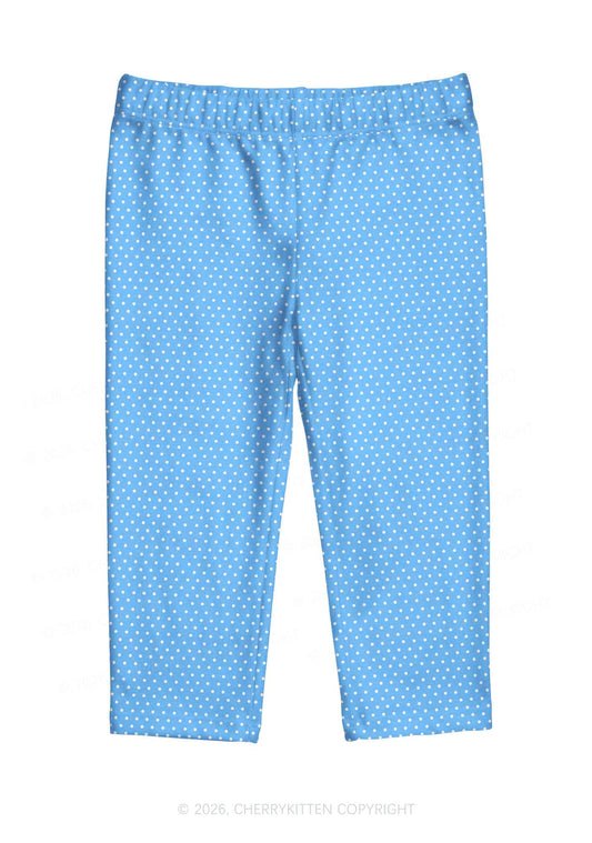 White Dots On Blue Y2K Print Capri Pants Cherrykitten
