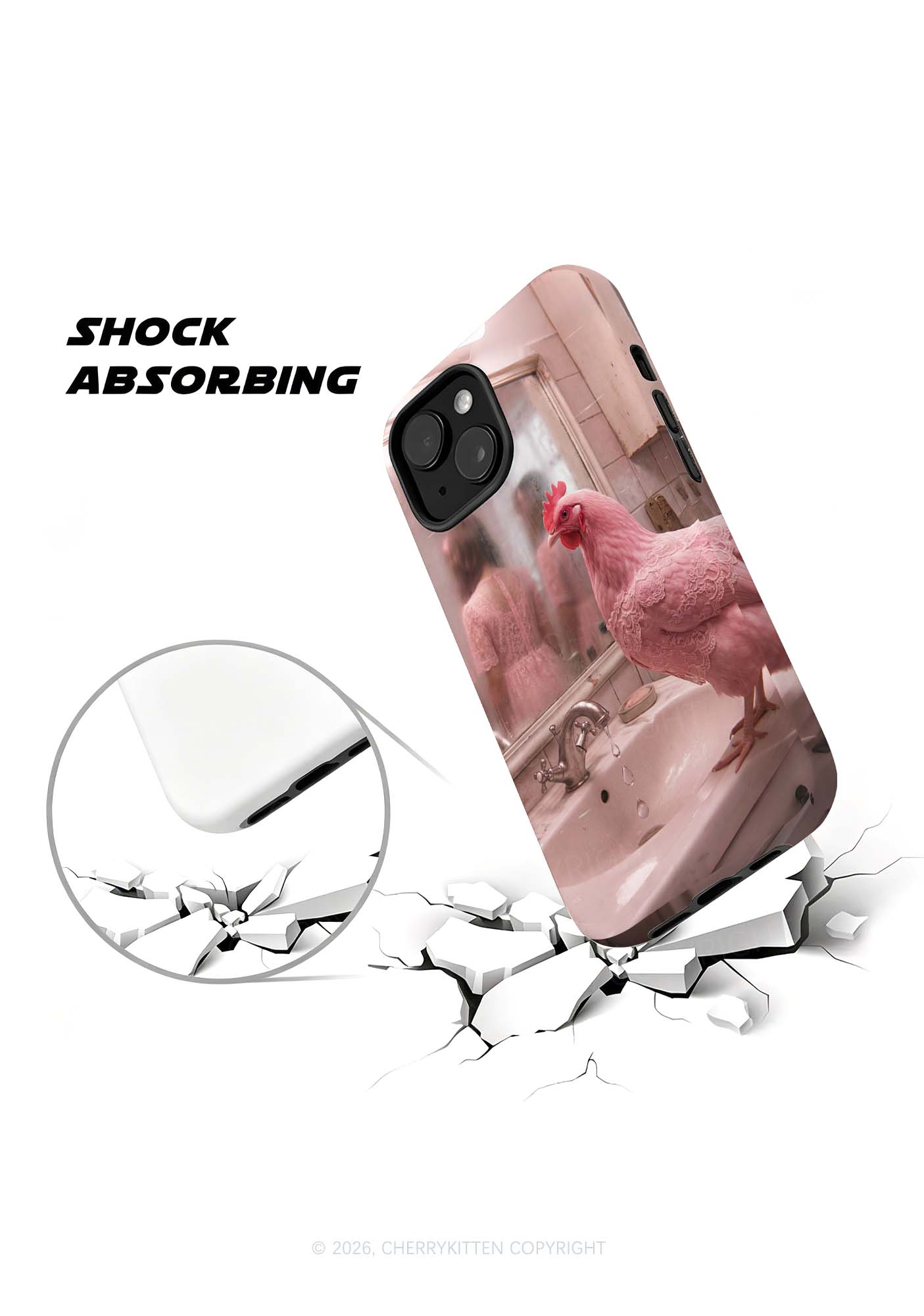 Pink Lace Chicken Y2K Phone Case Cherrykitten