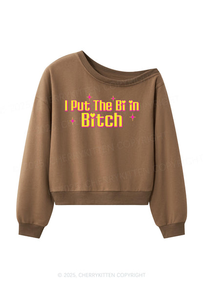 Put The Bi In Bxxch Y2K Off Shoulder Sweatshirts Cherrykitten