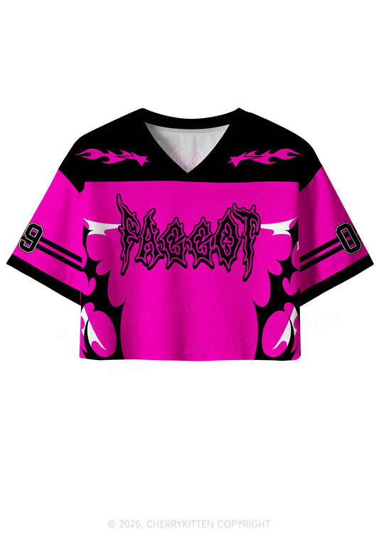 Custom Hot Pink Punk Faggot Pride Y2K Crop Sport Jersey Shirts Cherrykitten