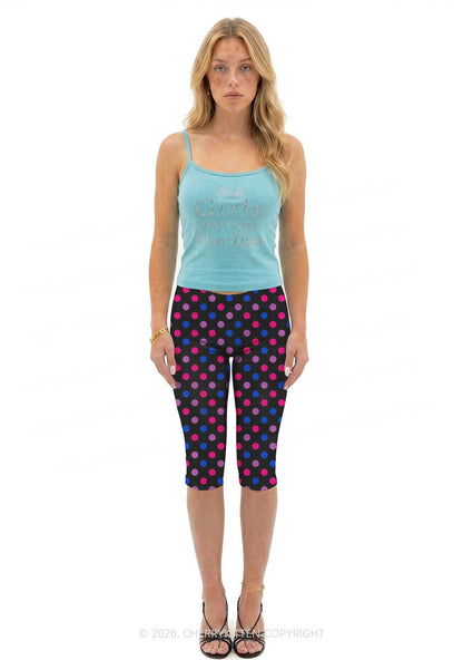 Bisexual Dots Y2K Print Capri Pants Cherrykitten
