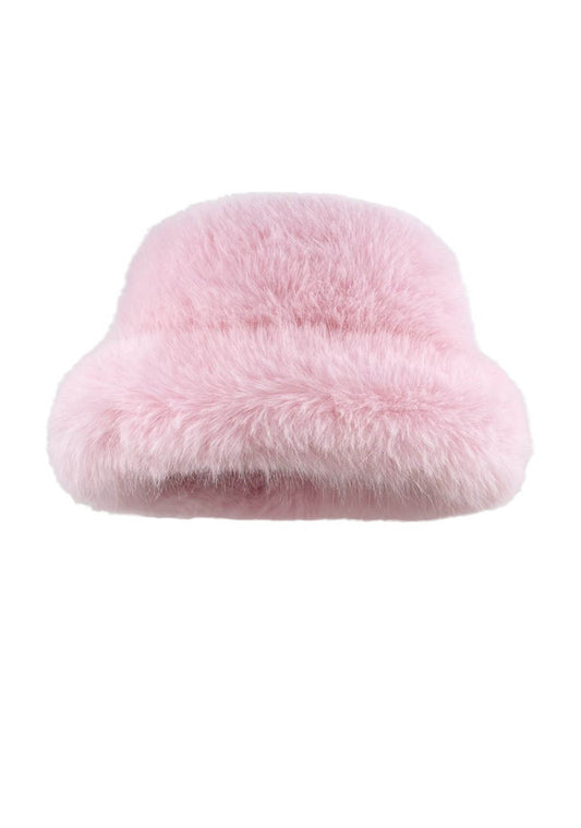 Solid Color Y2K Faux Fur Plush Bucket Hat Cherrykitten