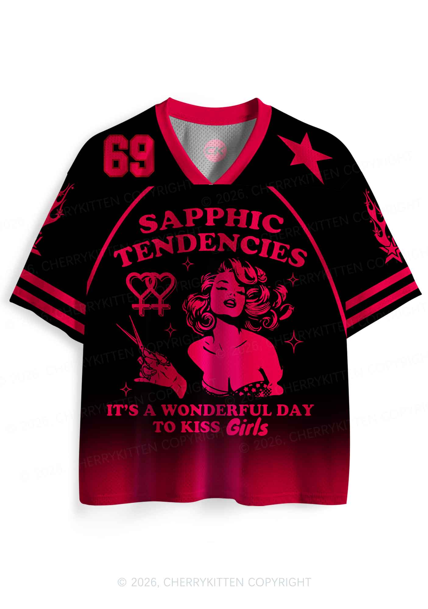 Sapphic Tendencies Kiss Girls Pride Y2K Sport Jersey Shirts Cherrykitten