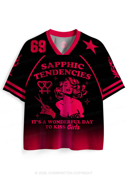 Sapphic Tendencies Kiss Girls Pride Y2K Sport Jersey Shirts Cherrykitten