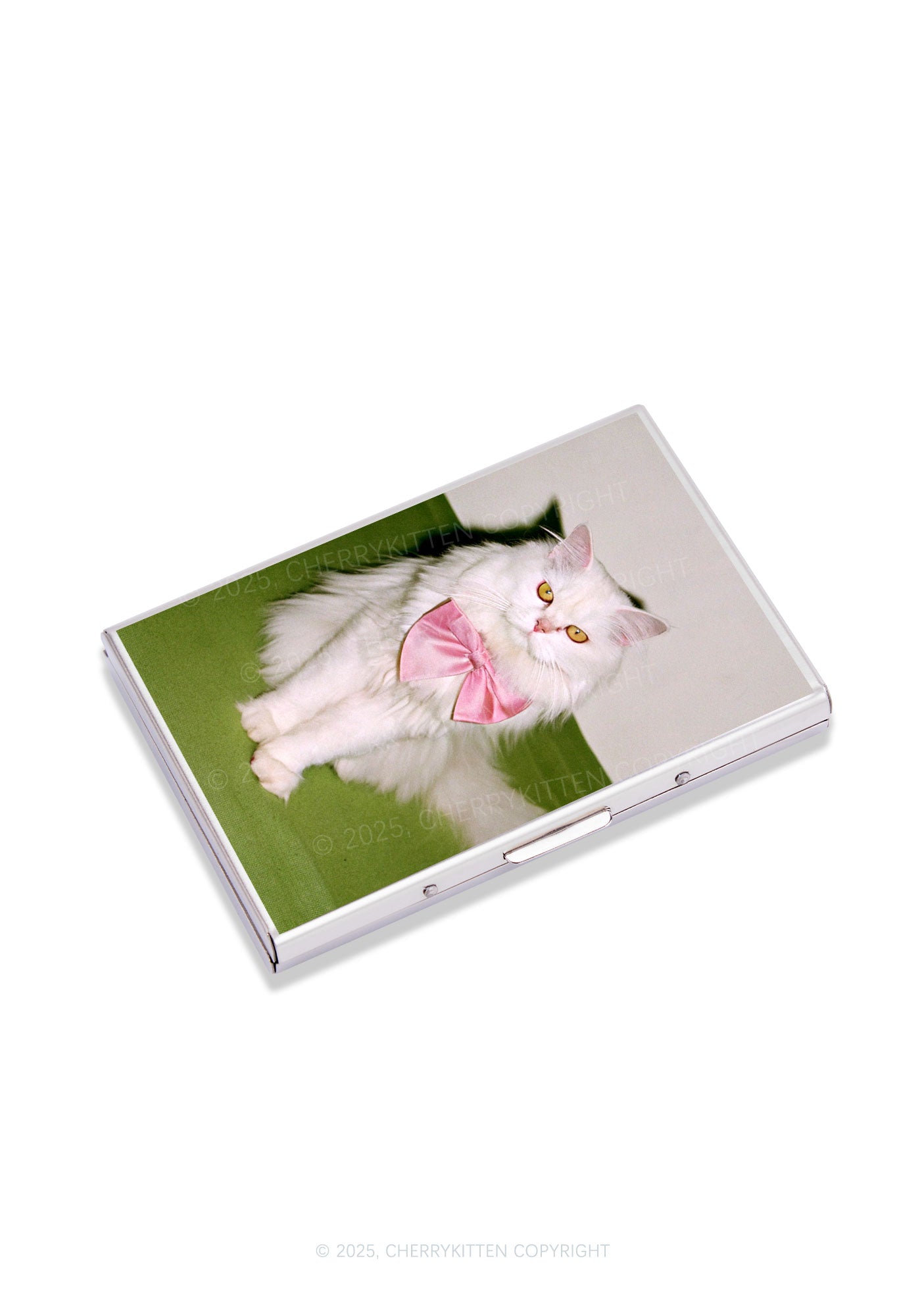 Pink Bow Cat Y2K Mirror Cigarette Case Cherrykitten